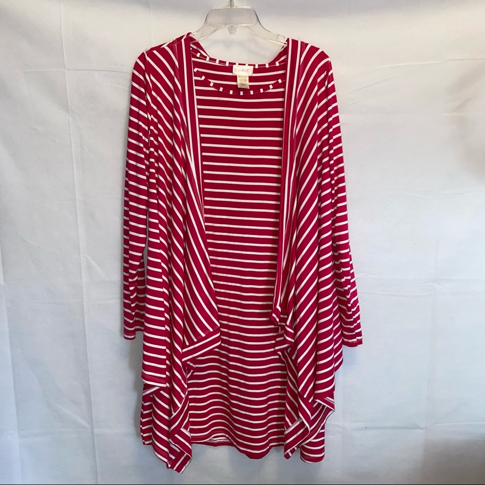 Top It Off Red and White Striped Dress with Cardigan - Medium